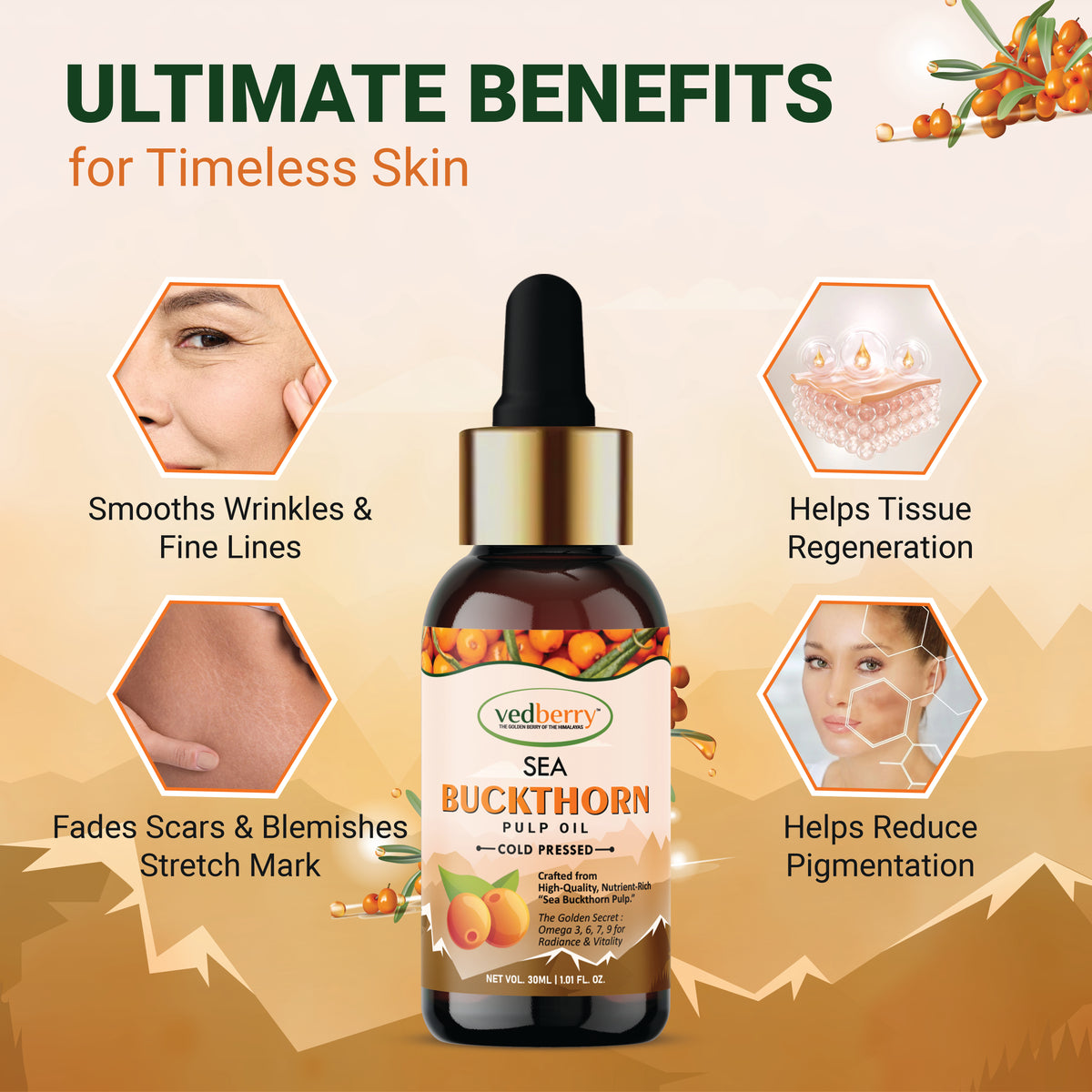 Sea Buckthorn Oil 30ml Face Serum & Hair Serum