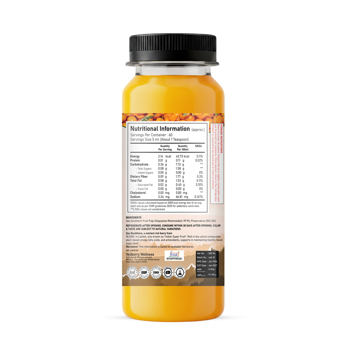 Sea Buckthorn Juice (Pulp) Natural Vitamin C | Immunity & Skin Glow